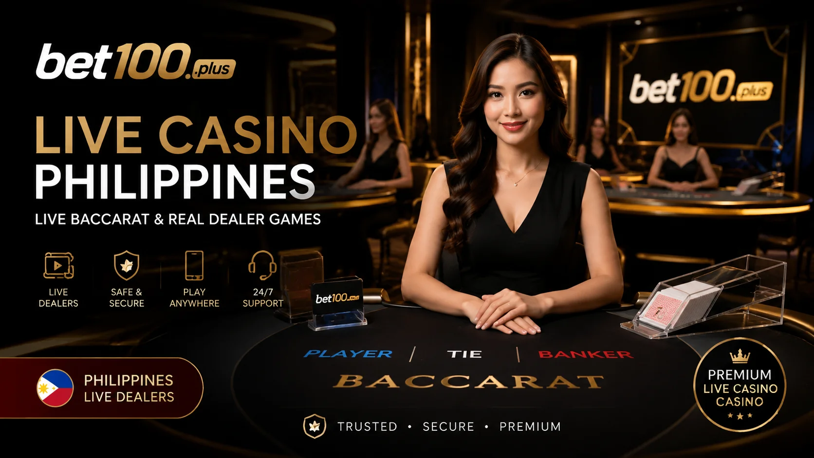 bet100.plus live casino and slots banner