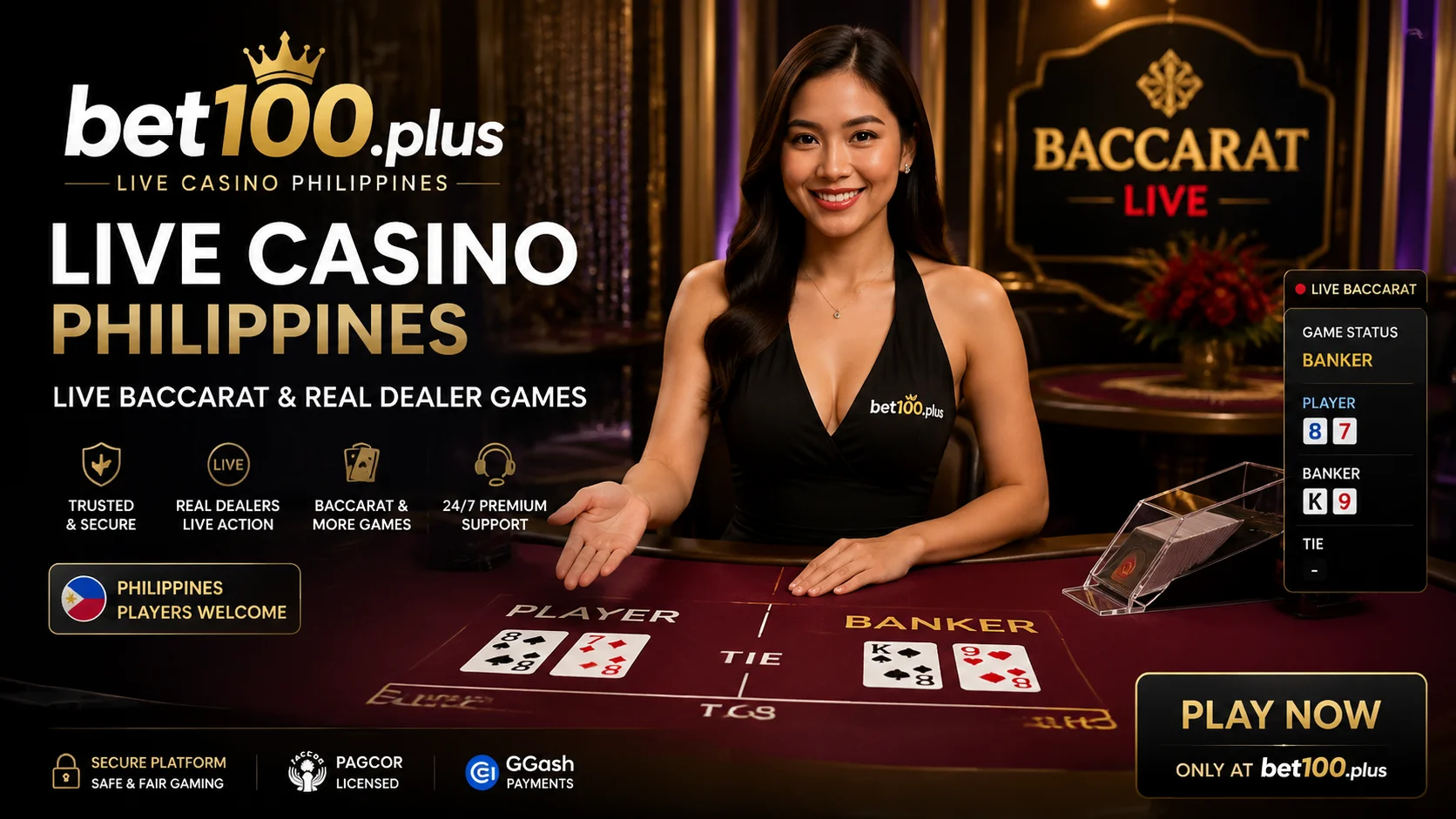 bet100.plus live casino mobile experience banner
